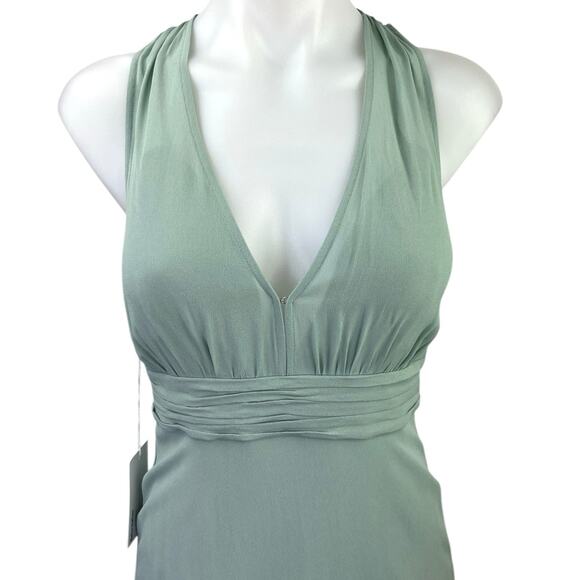 NEW Reformation Green Rosalind Halter Plunge V Cocktail A Line Maxi Dress Size 2 - Picture 7 of 11
